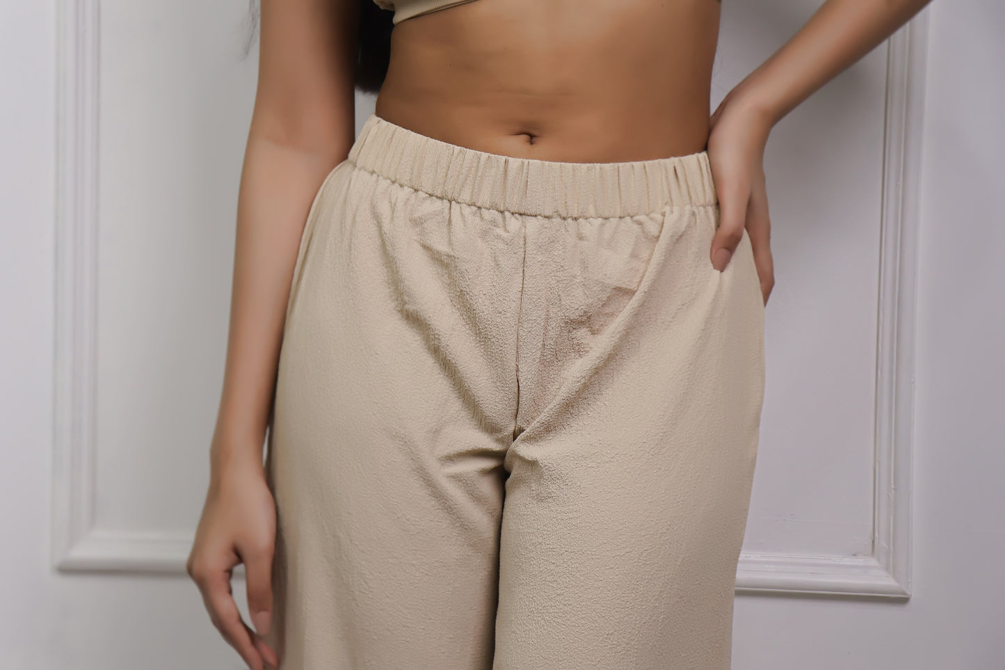 Textured Wide Leg Trouser